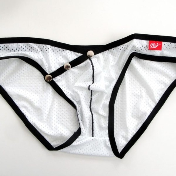 Other - White Mesh Brief with Buttons
